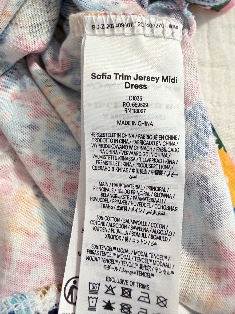 Boden Sofia Trim Jersey Midi Dress US 14 Floral Puff Sleeve NWT - Picture 4 of 5